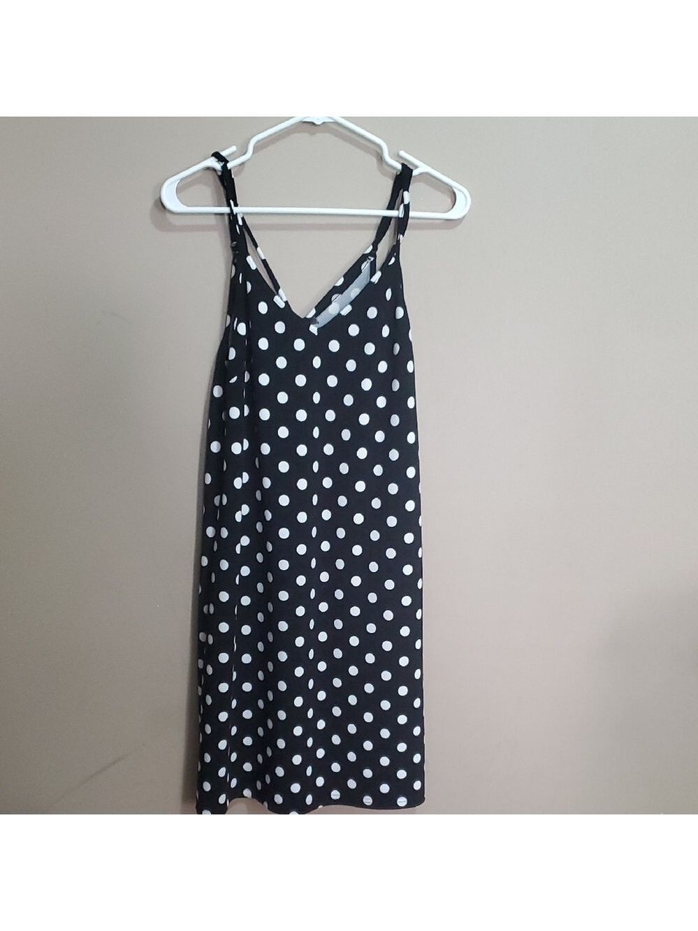 Suzy Shier Polka Dot Slip Dress - Black and White Size Xl